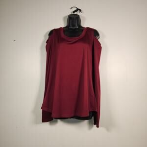 CALIA Athletic LS Coldshoulder Top Womens XL Burgundy Fitness Workout Athleisure